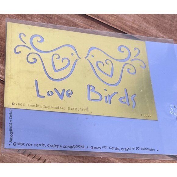 2006 L9378 Lasting Impressions LOVE BIRDS Stencil Embossing Template - Picture 1 of 3